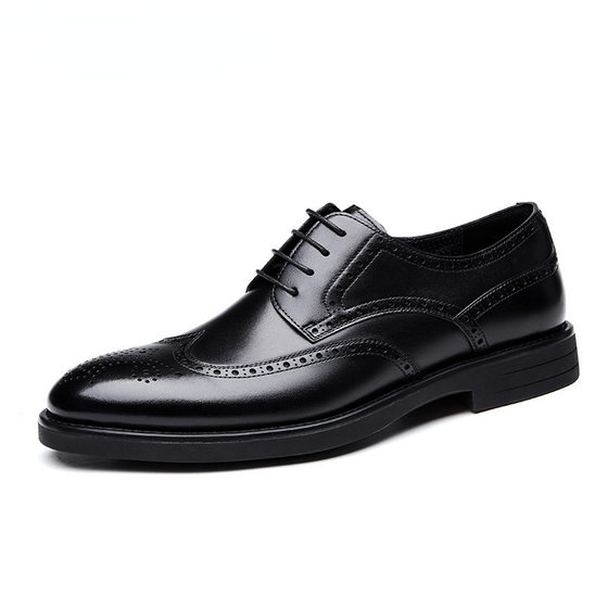 2023 Autumn New carved brogue British Korean style business formal leather shoes men's all-match bridegroom wedding shoes