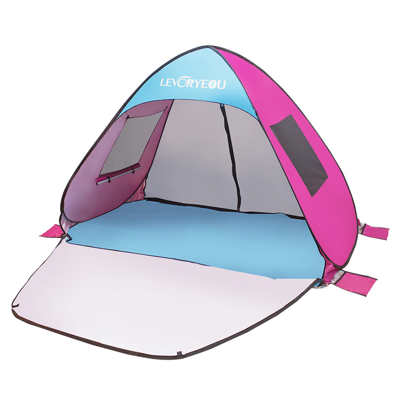 Outdoor beach tent quick-opening automatic pop-up simple awning seaside leisure pergola with double doors and double windows