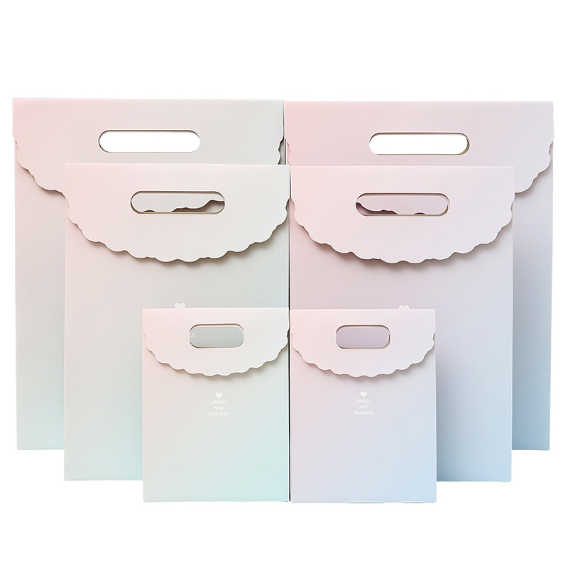 ins style two-color gradient gift bag clothing store handbag Mother's Day Valentine's Day paper bag Teacher's Day gift bag