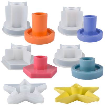 Factory spot epoxy resin mold aromatherapy candle pentagonal stars hexagonal ring candle holder base silicone mold