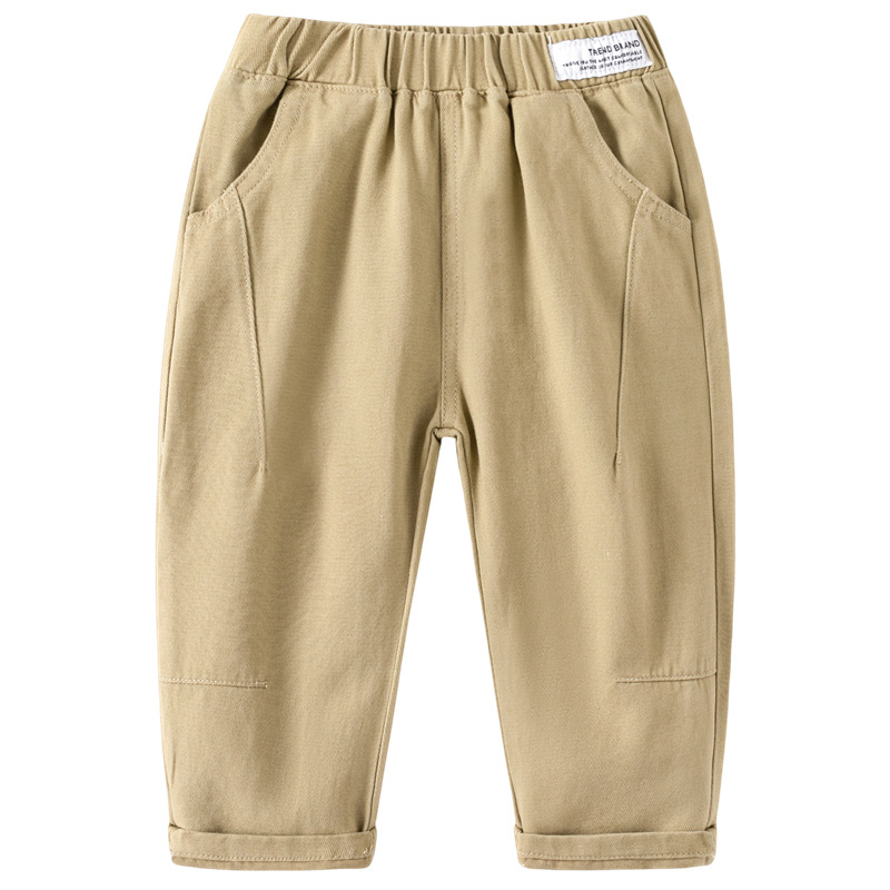 2024 spring new children's pants wholesale boys' trousers baby letter logo fashion casual solid color pants