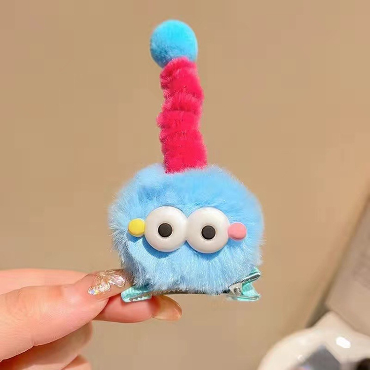 2023 new girl cute three-dimensional cartoon hairpin baby winter funny plush hairpin headdress children's hair accessories