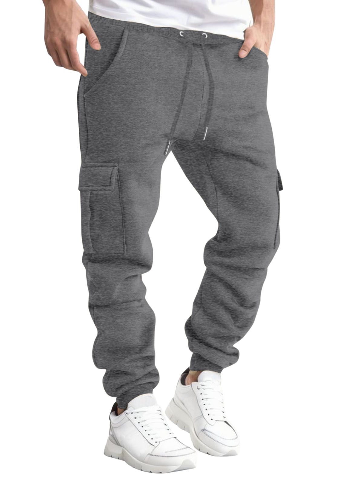 2023 Amazon hot sale men's fashion Men's solid color cargo pocket sweatpants