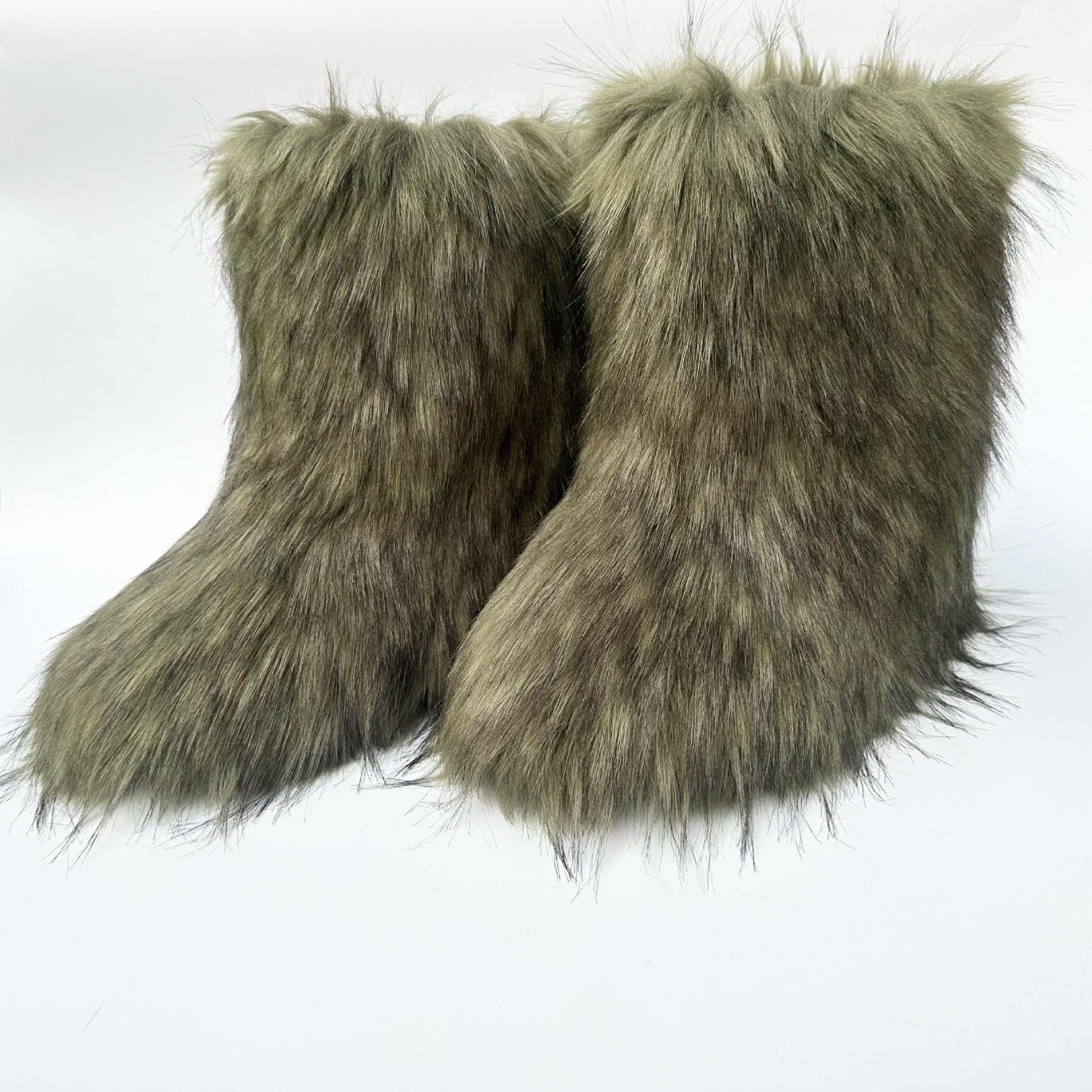 Stivali da neve con pelliccia oversize e tubo centrale ispessiti_voghion.com