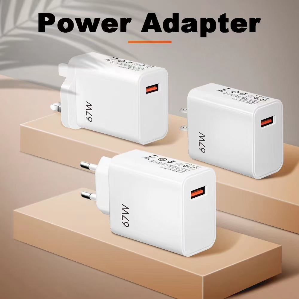 67W Super Fast Charge Super Flash Charge Mobile Phone Charger 5V5A European and American Standard USB Adapter Charging Head