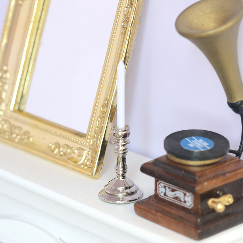 mini mini Miniature White Candle Holder DOLLHOUSE Doll House Small Furniture with Ornaments Play House Toys