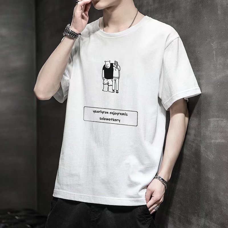 Summer Crew-Neck Thin Ice-Silk T-Shirt, Men's Short-Sleeve Half-Sleeve Top, Trendy Youth Summer T-Shirt
