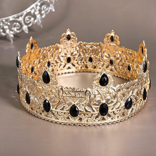 Boutique cake baking decoration bridal European alloy Lace Crown birthday accessories handmade Queen big round headdress