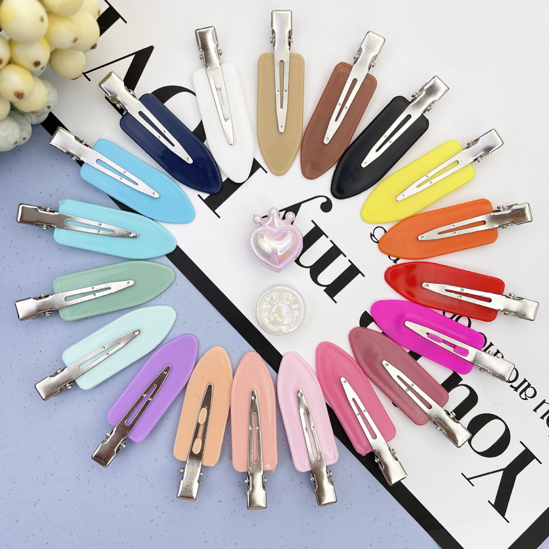 Children's hairpin oil drop bb clip homemade break clip diy clip wholesale Macaron colorful hairpin 5cm net red