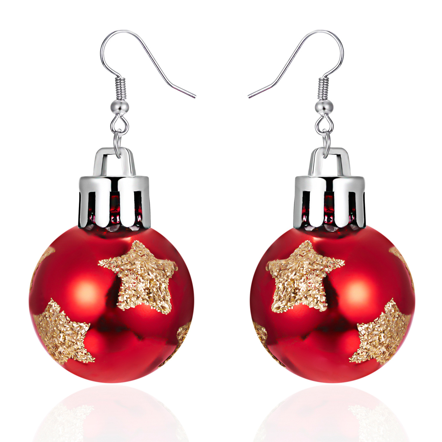 European and American foreign trade new style fashion Christmas sequins snowflake resin star lamp ball earring hook earrings gift female wholesale