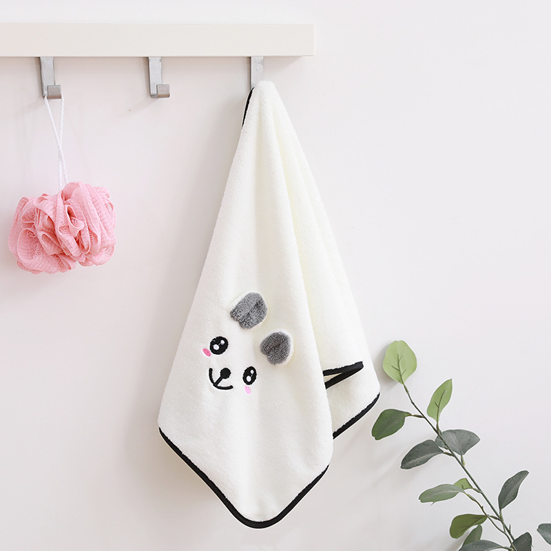 Cute Cartoon Towel Household Soft Water Absorbent Quick-drying Coral Fleece Face Towel for Washing Face and Bathing with Hair-free Thickened for Men and Women