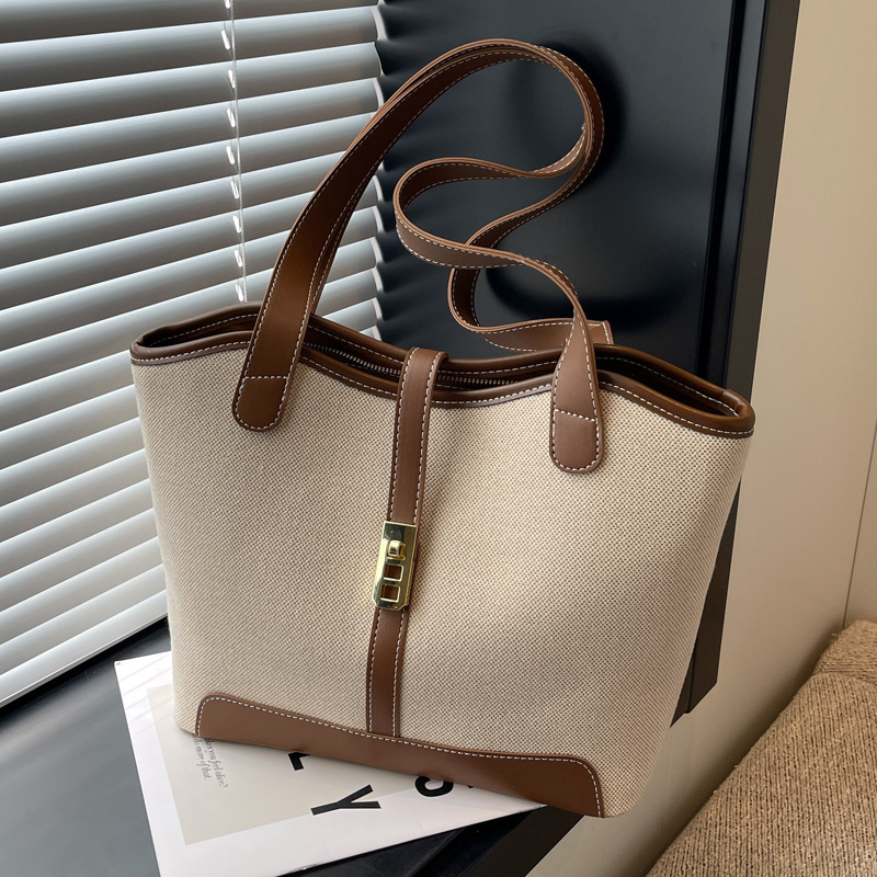Canvas Bag 2023 New Fashion Contrast Popular Shoulder Handbag Summer Casual All-match Crossbody Bucket Bag