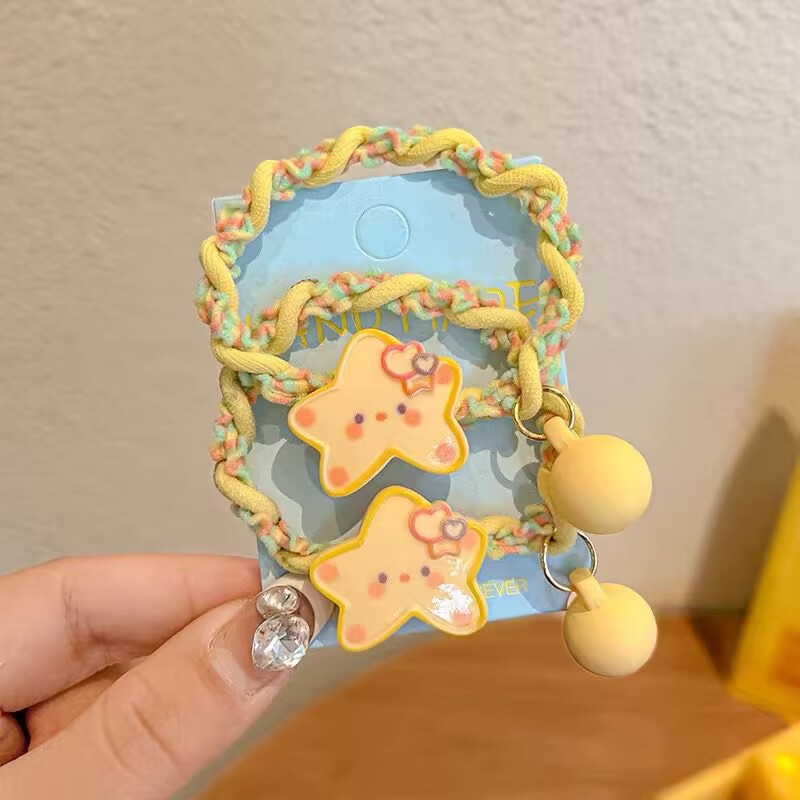 A pair of clothes ~ cute star hairpin female sweet bangs clip high elastic tie hair rope broken hair side clip BB clip_voghion.com