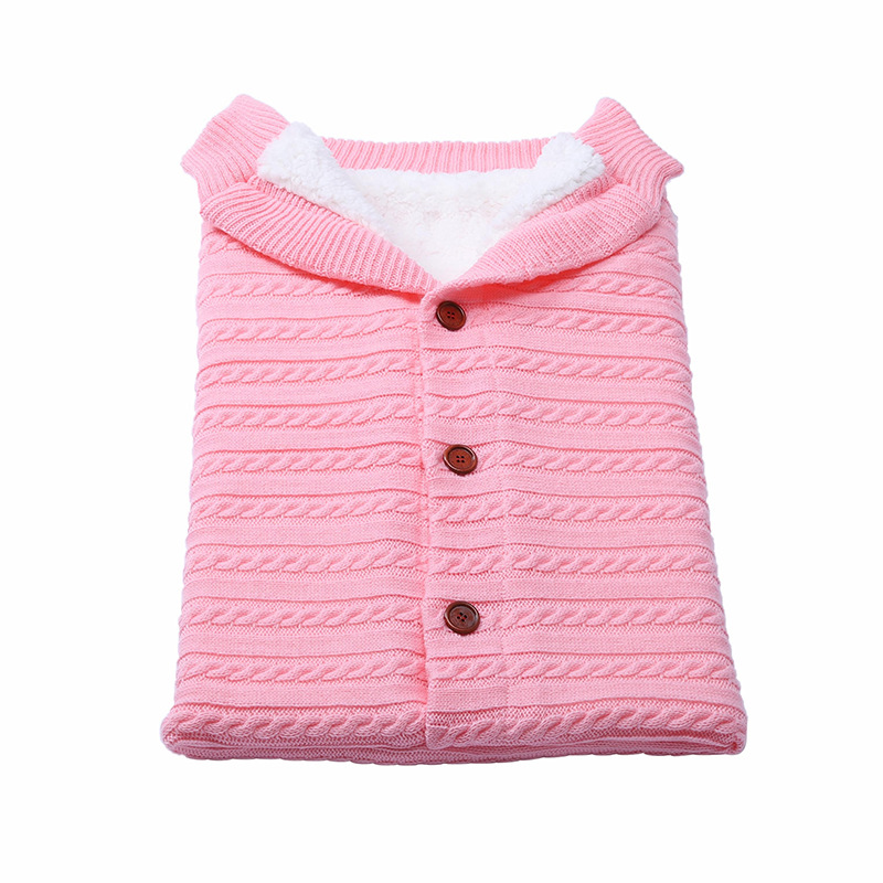 European and American New Button Sleeping Bag Baby Outdoor Stroller Sleeping Bag Wool Knitted Velvet Thickened Warm Sleeping Bag