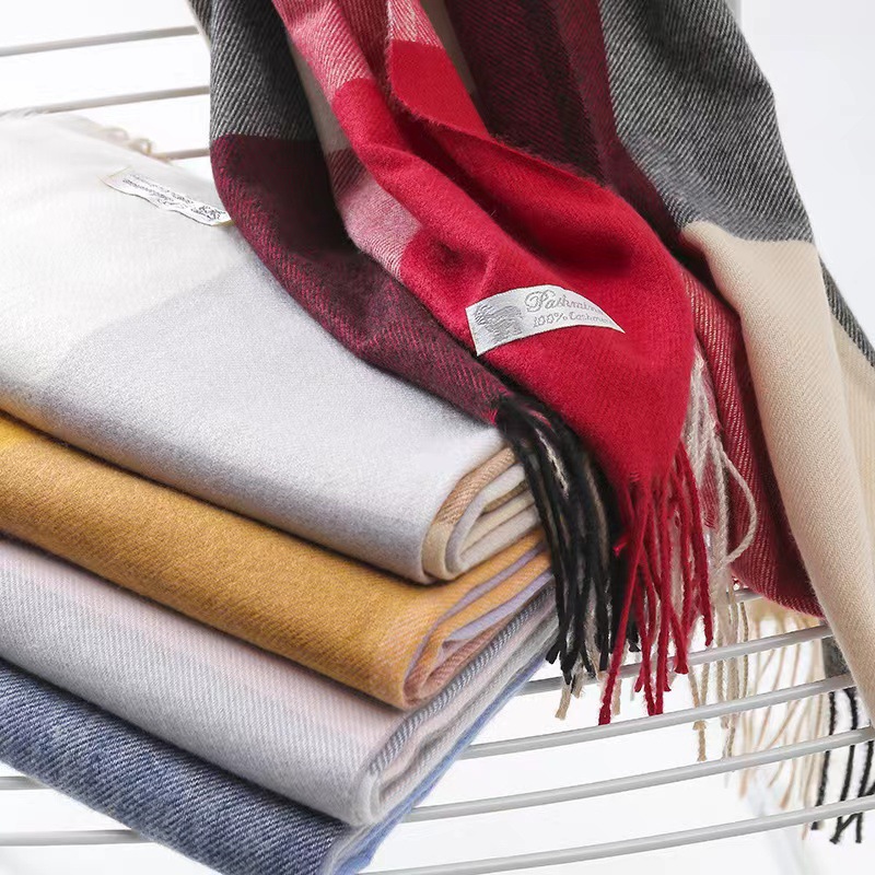 Korean Style Plaid Cashmere Scarf Knitted Scarf Women's Winter High-end Sense Men's Warm Tassel Large Shawl