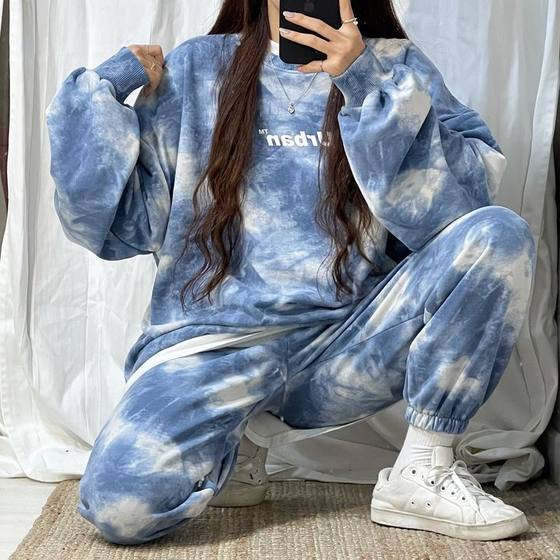 Set women's velvet padded wholesale cotton long sleeve trousers women's two-piece 2023 spring autumn winter thin casual foreign trade