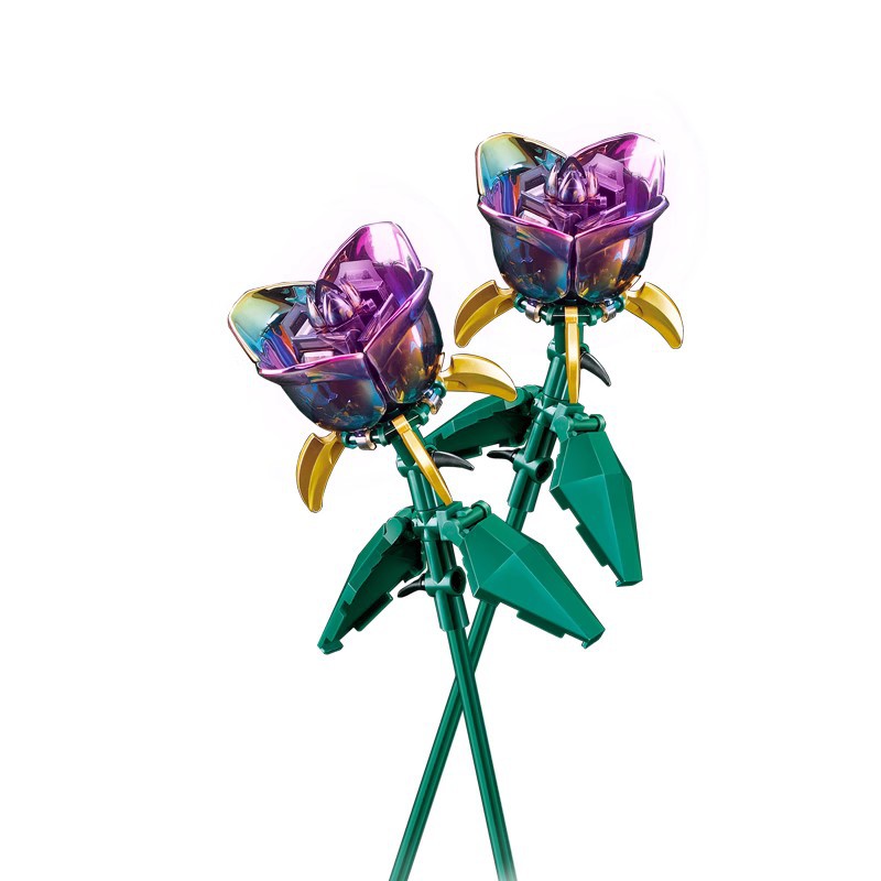 Diku building blocks 52034 colorful purple rose eternal flower 520 tulip ornaments assembled for girls holiday gifts