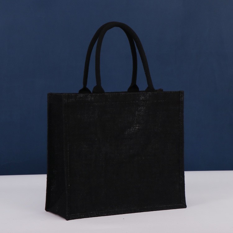 黒い麻の袋の卸売りはlogo亜麻の綿麻の黄麻の手提げ袋を印刷します。|undefined