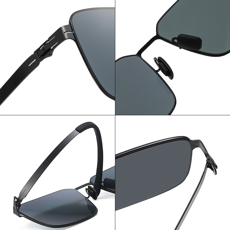 New Men's Polarized Sunglasses Square Nylon Polarized Sunglasses Stainless Steel Screwless Super Bullet Sunscreen Glasses