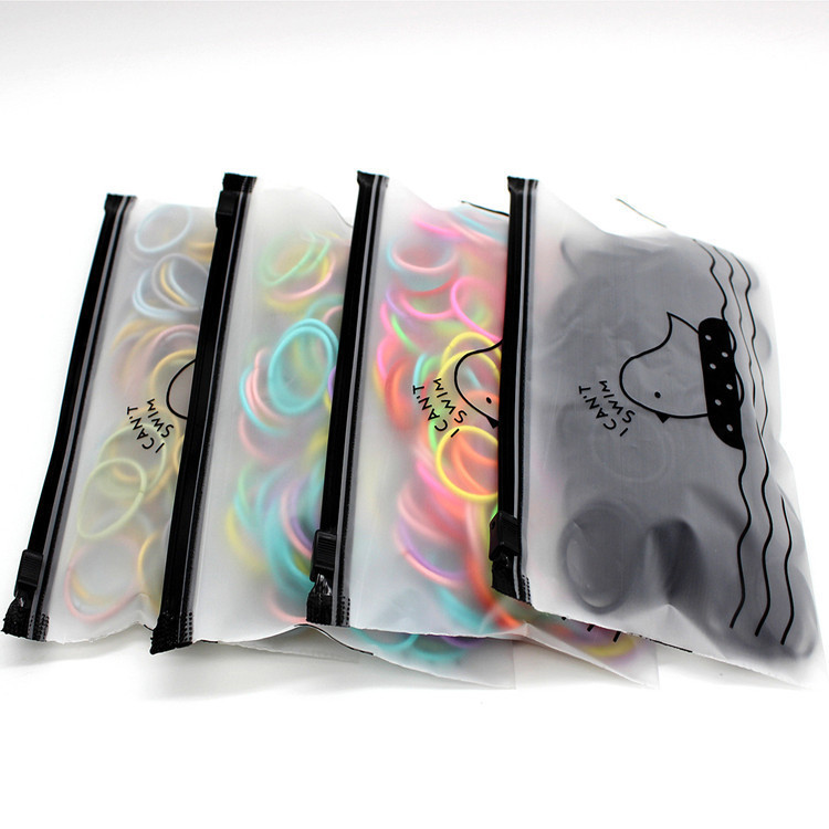 In stock wholesale PE frosted chicken zipper bag hair ring underwear socks zipper bag student stationery pen storage bag