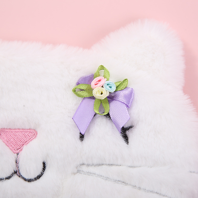 2022 new creative children's plush cute bow cat shading eye mask lunch break sleep eye mask