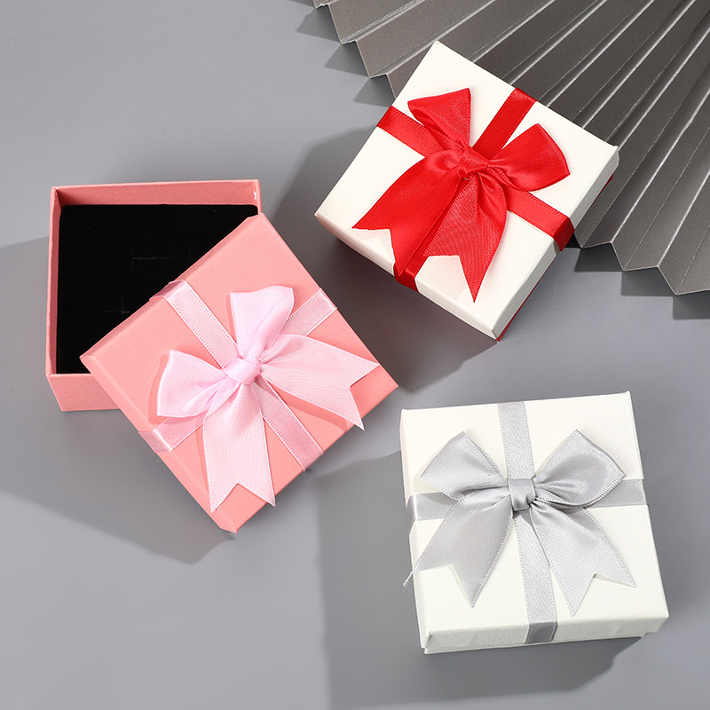 Square leather bow gift box Valentine's Day gift box business gift box jewelry gift box