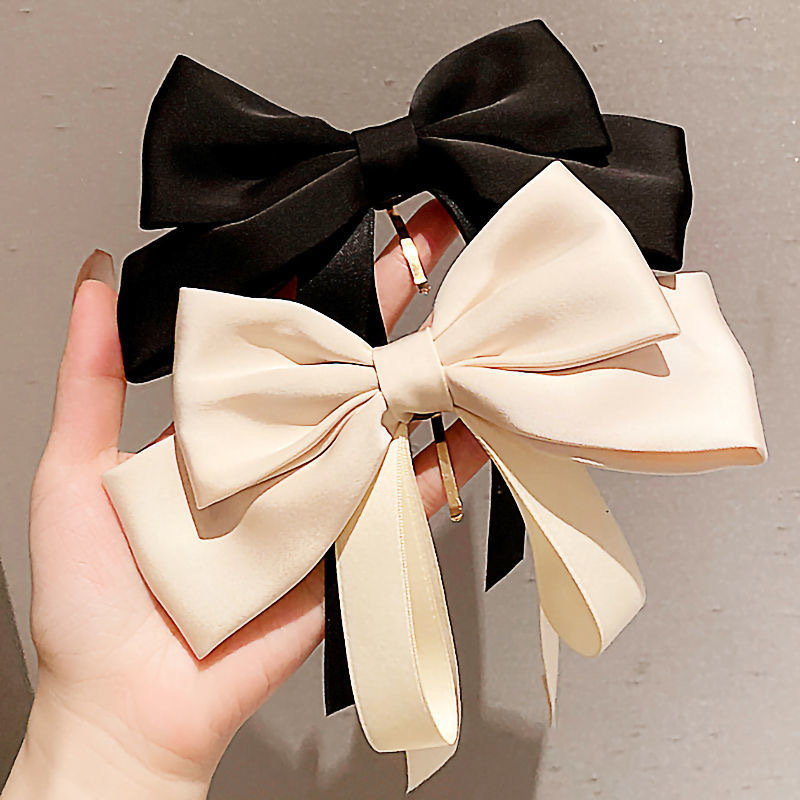 Grande fiocco nastro forcina orizzontale clip copricapo temperamento accessori per capelli alto senso indietro testa superiore clip molla clip all'ingrosso_voghion.com