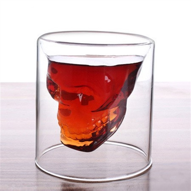 Factory Skull Bone Shape Transparent Glass Beer Mug Household Borosilicate Glass Juice Drink Mug Whisky