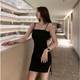 Summer Girl's Nightclub Women's Sexy Backless Skirt Split Sexy Temptation Bed Slip Skirt Small Black Skirt