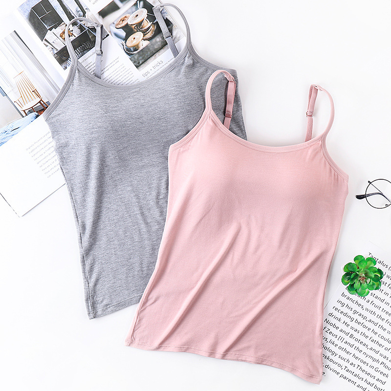 New Style Girls' Vest Solid Color Strapless Sling Vest with Chest Pad Top Women's Summer Nipped Base Anti-Light Enwrapping Chest