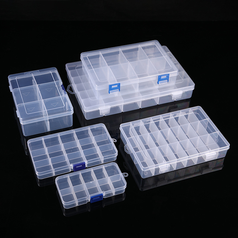 Split Plastic Desktop Storage Box 10 15 24 Transparent Button Fishing Gear Accessories Jewelry Cosmetic Packaging Box