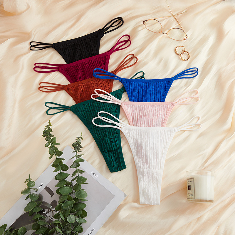 Cross-border European and American thong women's thin straps seamless sexy pure cotton crotch foreign trade low-waist breathable thong wholesale women