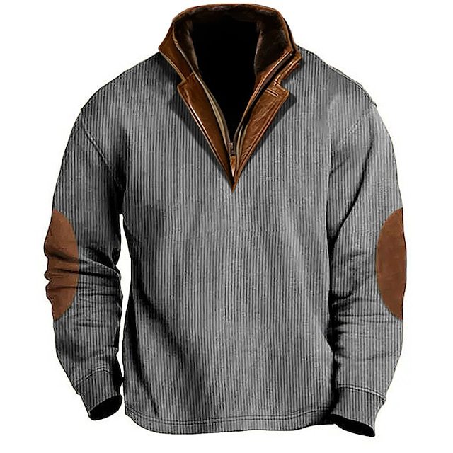 European and American cross-border stand collar men's sweater autumn and winter warm loose solid color outdoor warm breathable tactical men's top