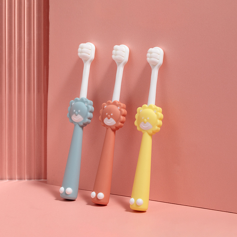 Cartoon Little Lion Children's Soft Hair Toothbrush 2-12 Years Old Single Pack Baby Ten Thousand Hair Toothbrush Factory Wholesale