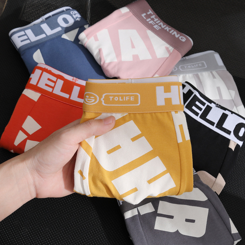 New men's underwear large letter cotton summer youth breathable bacteriostatic trend waist boxers a generation of hair