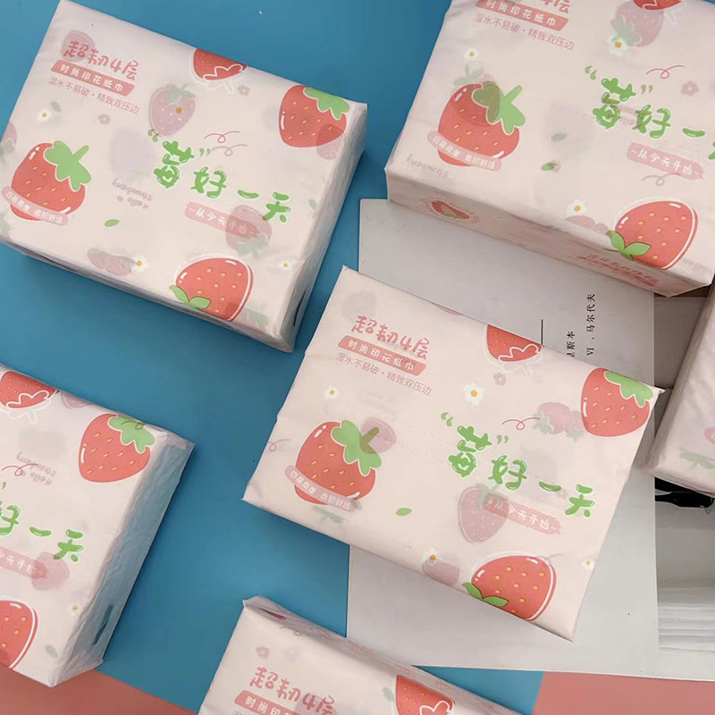 Printed Paper Strawberry Printed Paper Towel Pack 300 Household Paper Towel Paper Toilet Paper Colorful Napkin