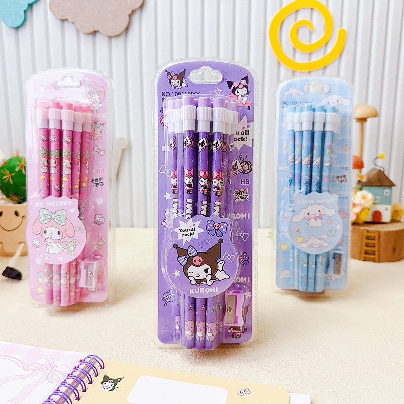 Students use HB writing pen with big head eraser kindergarten beginner 12 PCs cartoon Yugui dog pencil stationery