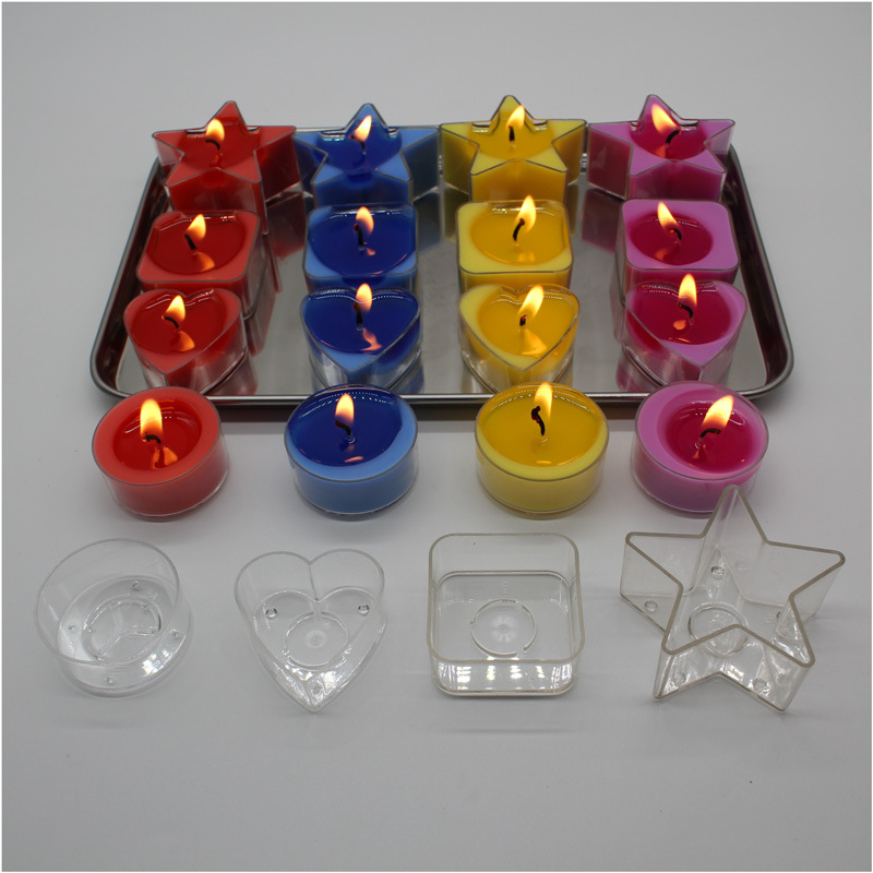 Tea wax transparent heart-shaped square five-pointed star PVC plastic shell aromatherapy candle tool set dye wax core sub-pack