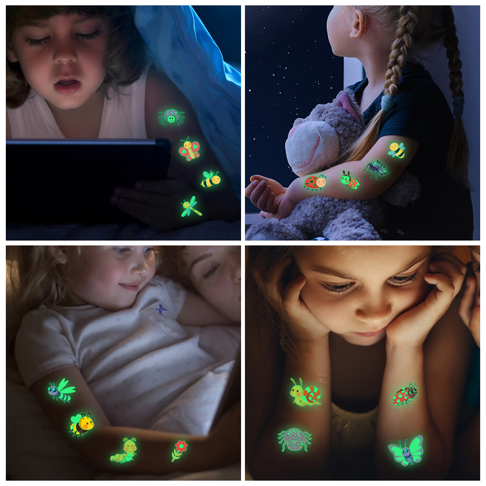 Spot wholesale new children's cartoon luminous tattoo dinosaur mermaid cute party tattoo stickers
