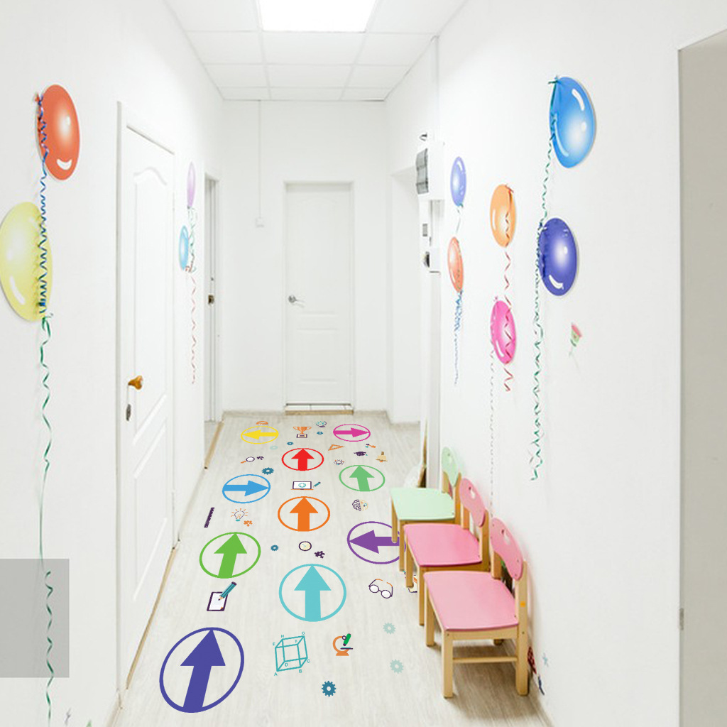 Children's Cartoon Hopscotch Lotus Leaf Frog Sticker AF5571 Cross-border Cute Long Jump Sticker Kindergarten Wall Sticker