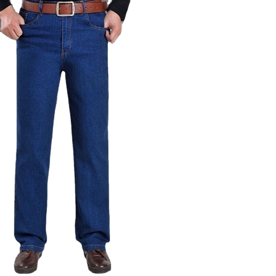 Middle-aged Men's Pants Cotton Jeans Loose Straight Thin Pants for Spring and Autumn Men's Large Size Casual Dad Pants