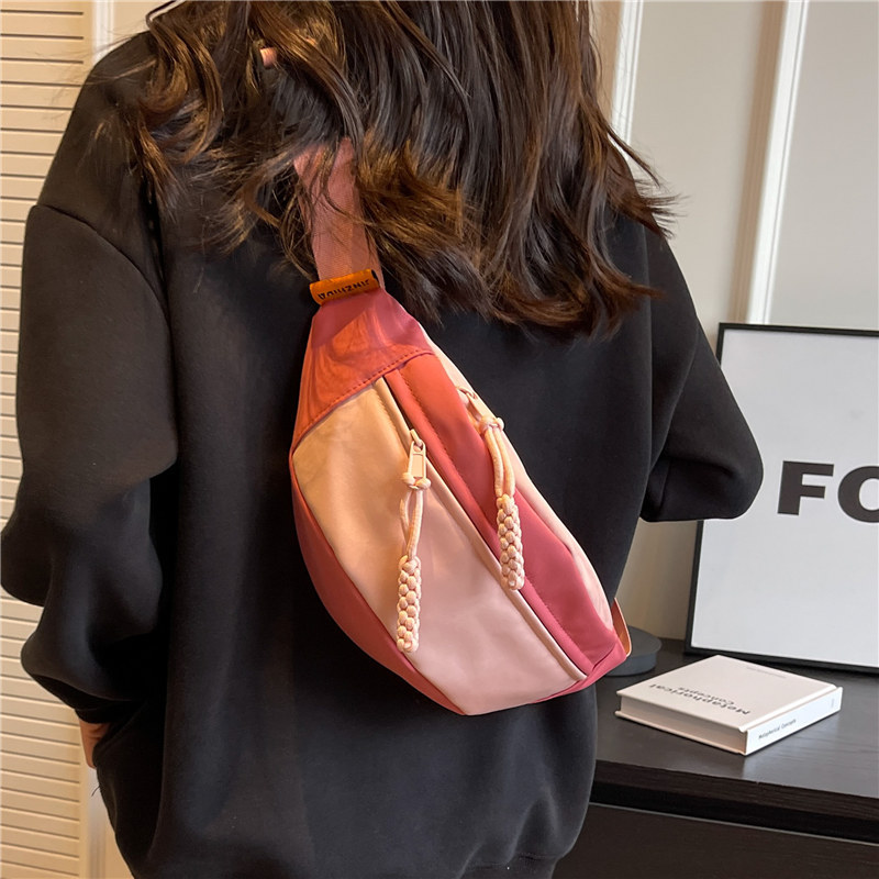 Japanese Color Contrast Chest Bag Women's Ins Casual Simple Crossbody Bag New Student Motorcycle Sports Small Bag All-match Waist Bag