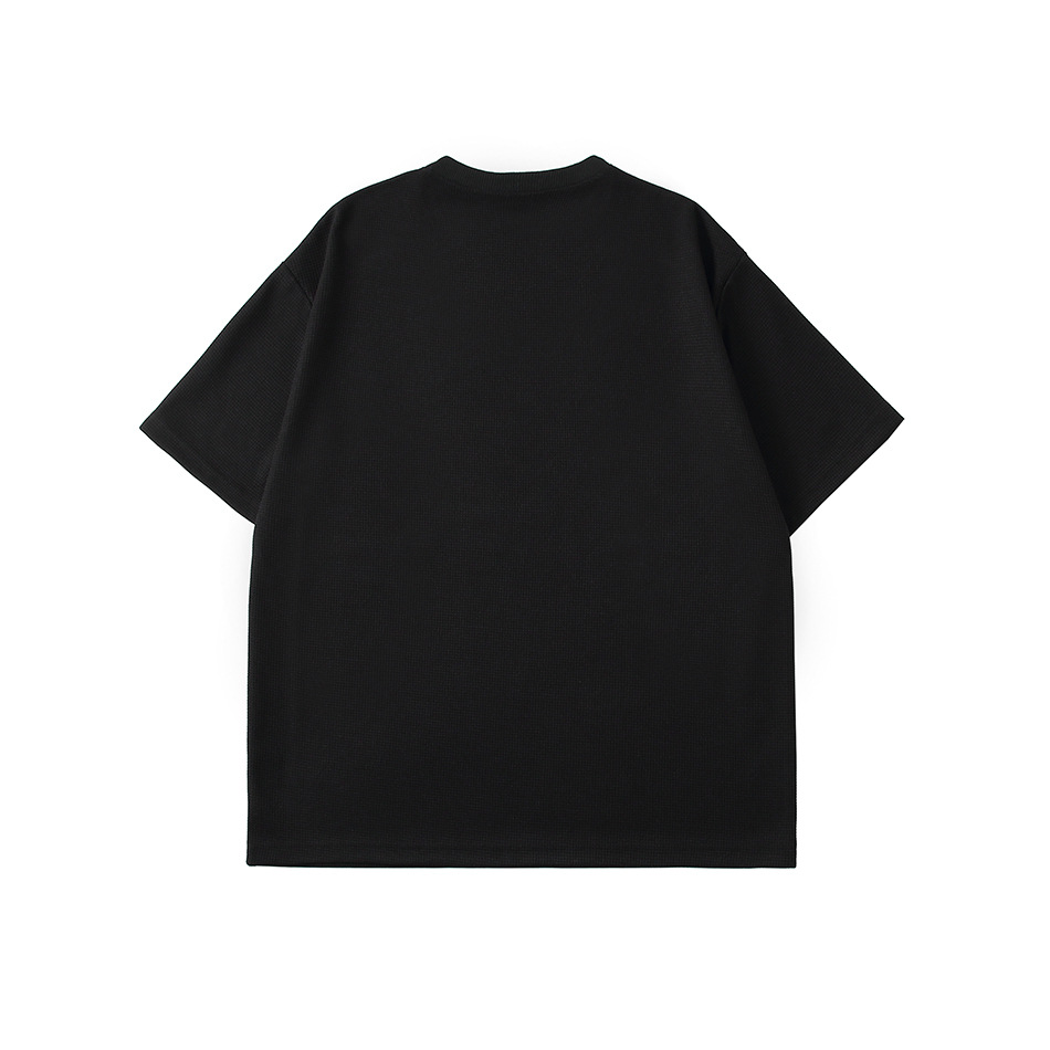 Summer short sleeve T-shirt factory in stock 230g waffle board loose plus size round neck pullover short sleeve shirt generation