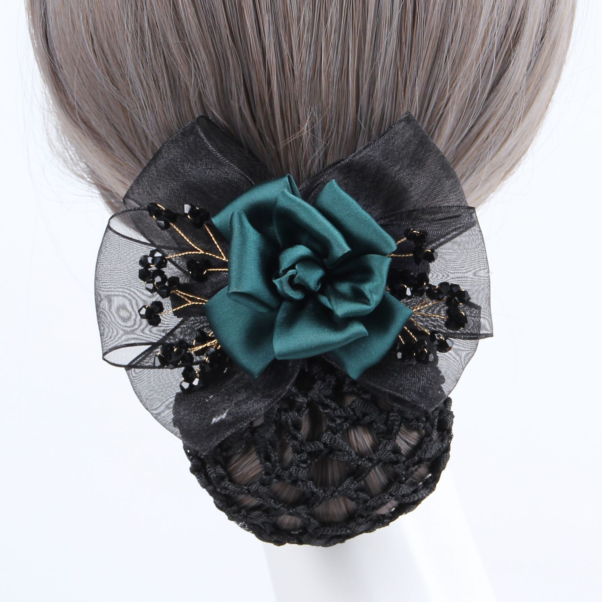 Non-metallic hair accessories broken hair artifact hair net hairpin ponytail clip temperament retro French chiffon cross clip top clip