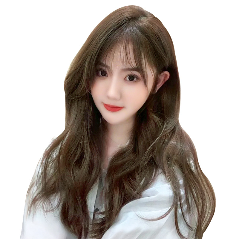 Wig Women's Long Hair Natural Full Head Cover Large Wave Long Curly Hair Mid-length Hair 2021 Fashion New Style Wig Cover