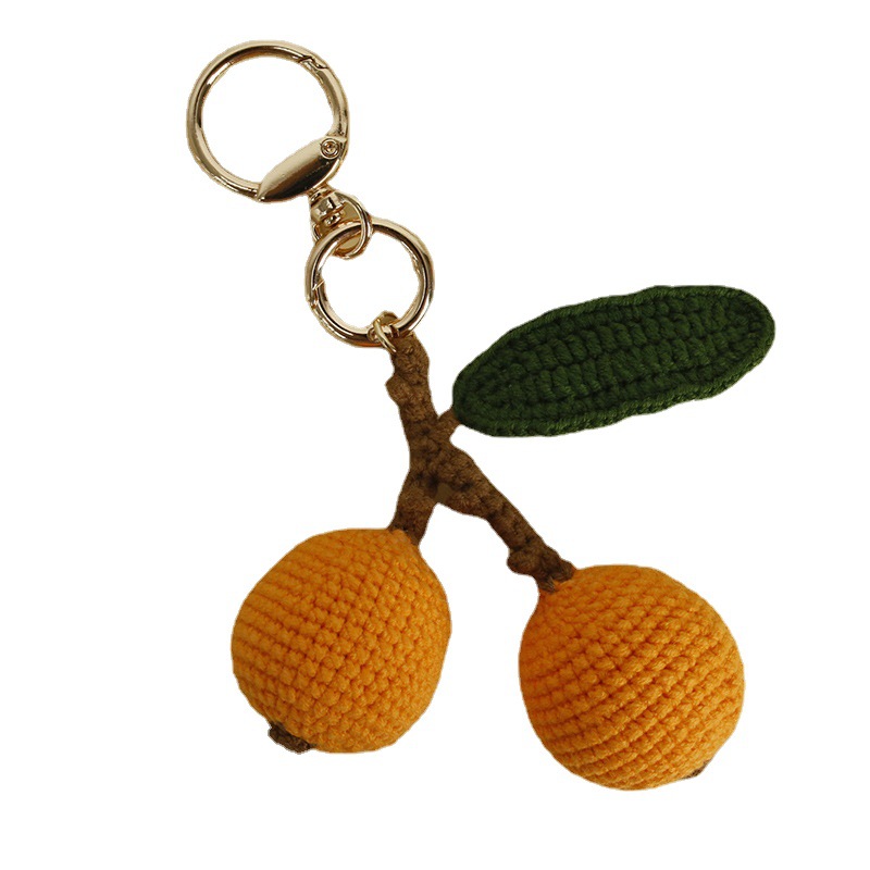 Creative Handmade Crocheted Loquat Fruit Pendant Baoma Wool Woven Fruit Pendant Cute Bag Pendant