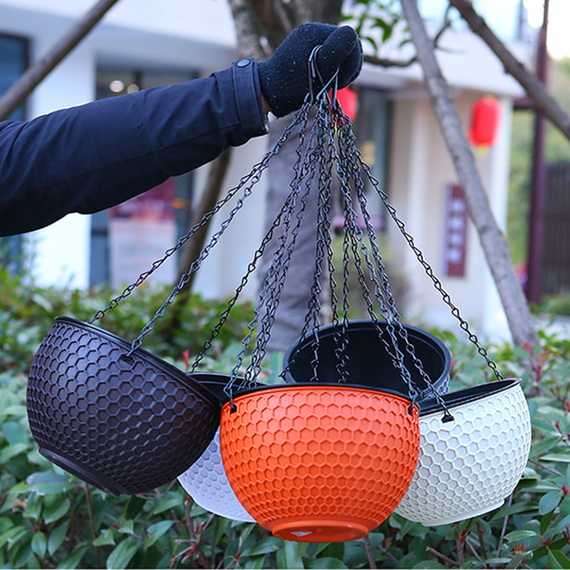 Honeycomb Rattan Hanging Plastic Flower Pot European Style Hanging Pot Hanging Pot Indoor Hanging Basket Hanging Resin Large Flower Pot