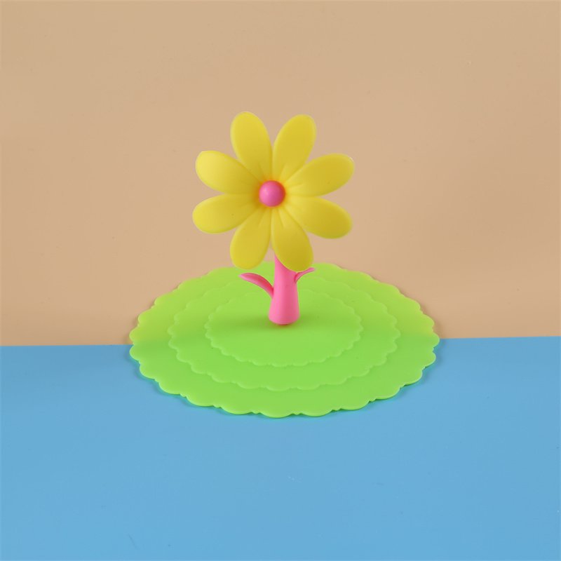 100mm Flower Cup Lid Cute Sunflower Silicone Sunflower Wave Series Dustproof Daily
