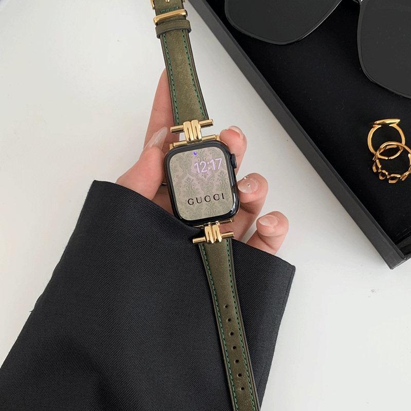 For Apple Watch S10 Strap High-grade Genuine Leather iwatch9876543se Generation Small Man Waist Autumn and Winter Leather
