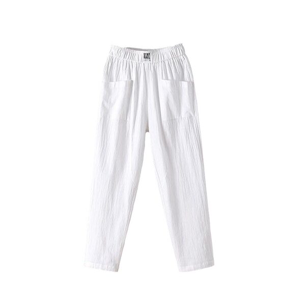 Cotton Linen Casual Pants Women's 2023 New Arrival Pants Korean Style Loose Slimming Straight Pants Summer Thin Cropped Haren Pants